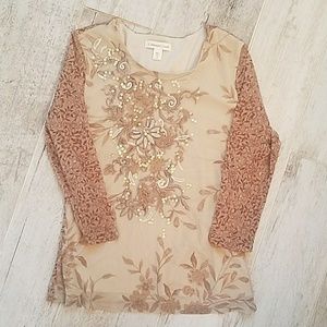 Sequined, embroidered top